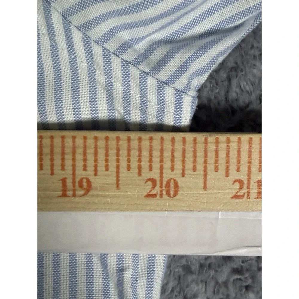 Banana Republic Untucked Oxford Shirt Men Small Blue White Stripe Organic Cotton